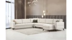 طقم كنب زاوية 3 قطع موديل Kristal باللون البيج - الصورة 3