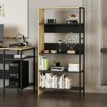 خزانة كتب موديل Tiran باللون الأسود والخشبي