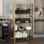 ⁦خزانة كتب موديل Tiran باللون الأسود والخشبي⁩ - الصورة ⁦7⁩