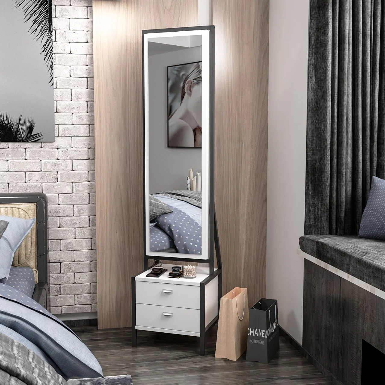 D8B4D988D981D986D98AD8B1-D985D988D8AFD98AD984-Elegante1-1.webp شوفنير بمرآة موديل Elegante باللون الأبيض - الصورة 1