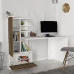 ⁦طاولة دراسة باللون الأبيض والخشبي موديل Domingos⁩ - الصورة ⁦5⁩