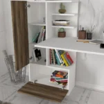 ⁦طاولة دراسة باللون الأبيض والخشبي موديل Domingos⁩ - الصورة ⁦6⁩