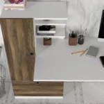 ⁦طاولة دراسة باللون الأبيض والخشبي موديل Domingos⁩ - الصورة ⁦7⁩